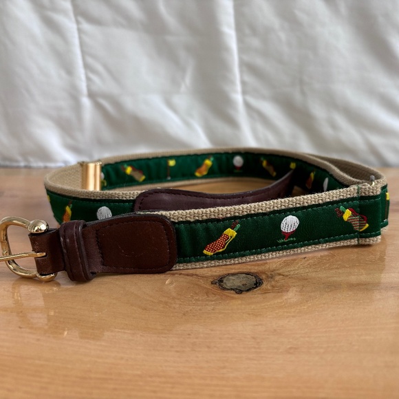 Vintage Alynn Adjustable Canvas Embroidered Golf themed Belt - Picture 1 of 11